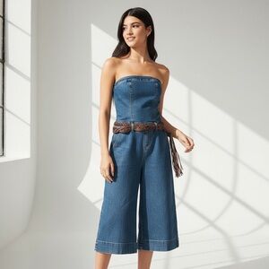 🌻Y2K Hotkiss One-Piece 90s/Y2K Denim Strapless Jumpsuit Size Medium